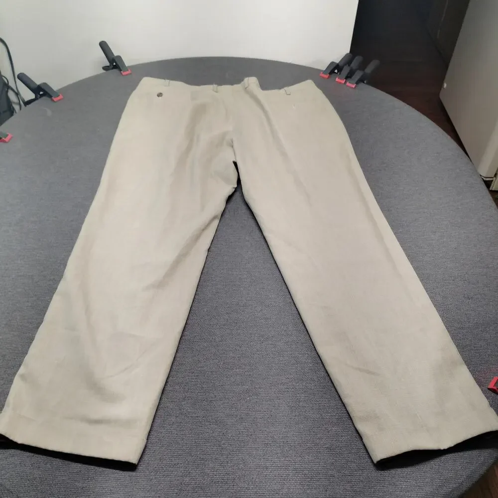 Lauren Ralph Lauren Mens Trousers 42x32 Flat Front Dress Pants Tan Easy Care 42
